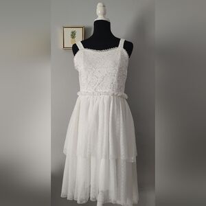 Speechless White Lace & Layered Tulle Party Dress